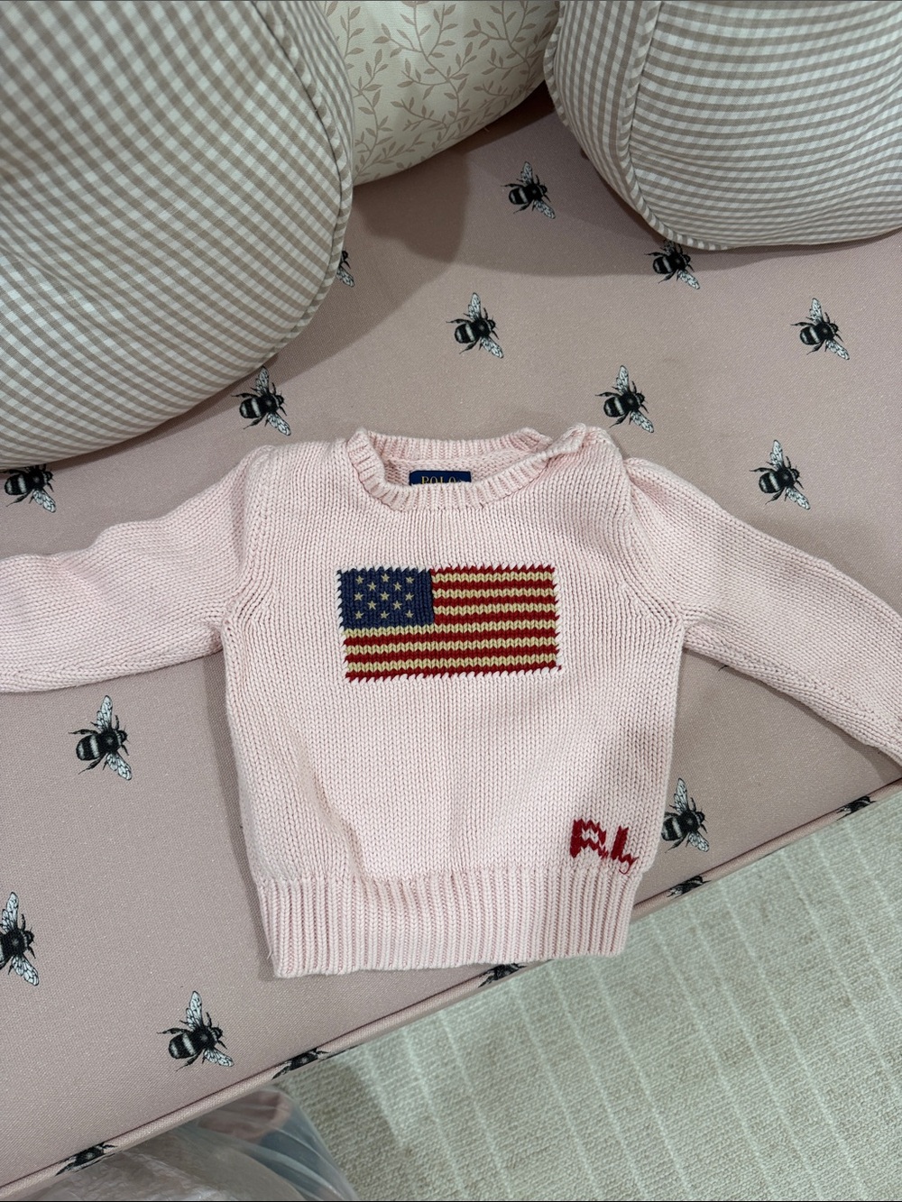 Ralph Lauren Light Pink Kids American Flag Sweater